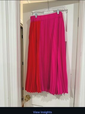 CROSBY by Mollie Burch Pleated Colorblock Maxi Skirt in Pink and Red